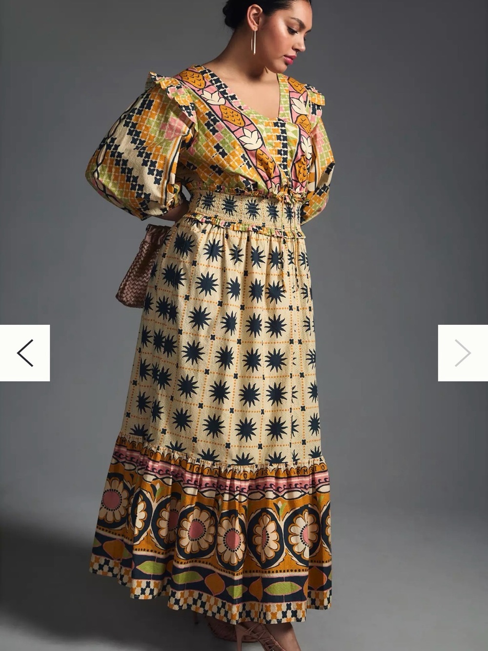 FARM Rio NWT Tropical Sunshine V-Neck Dress Cream Maxi Dress - Picture 8 of 14